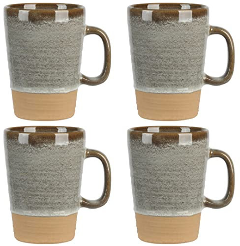 Gibson Elite 4 Pack Dreamweaver Terracotta Reactive 17 OZ Mug Set - Earthy Brown
