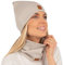 Mikos* Damen Set Mütze & Loop Baumwolle Long Beanie Hut mit Schal-Loop Herbst Winter Tolles Warm, Stretchy Elastischer, Wintermütze Junge-n Mädchen Streetwear 703 (Hellbeige)