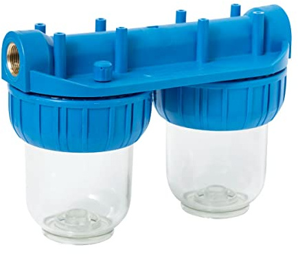 Portafiltro Acqua Doppio 5” 2.5” Trasparente 3/4” porte in Ottone