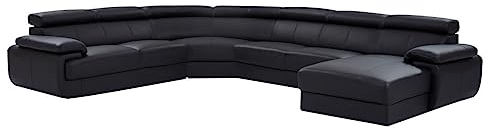 Vente-unique - Große Wohnlandschaft Leder - Ecke Rechts - Schwarz - ELEVANTO
