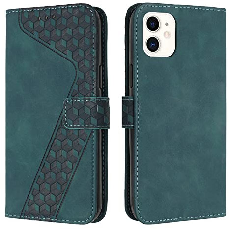 TOHULLE Case for iPhone 11, Premium Leather Wallet Case Card Holder Kickstand Magnetic Closure Pattern Embossed Design Flip Folio Wallet Cover for iPhone 11 - Green