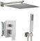 YCAIKOI Duscharmatur-Set komplett, Wandhalterung, Duschsystem für Badezimmer, 30,5 cm, Hochdruck-Regendusche mit Handheld, rauem Ventilkörper und Verkleidungsset, gebürstetes Nickel
