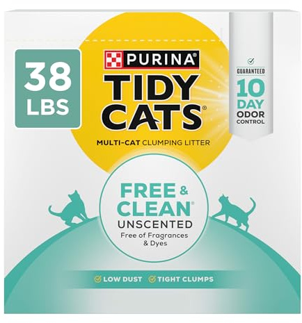 Purina Tidy Cats Free and Clean Unscented Clumping Cat Litter with Odor Control - 38 lb. Box