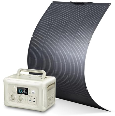 ALLPOWERS Generador solar R600 con panel solar monocristalino de 200 W, 2 x 600 W de salida CA de 299 WH LiFePO4 batería portátil Powerstation, fuente de alimentación móvil para jardín, viajes
