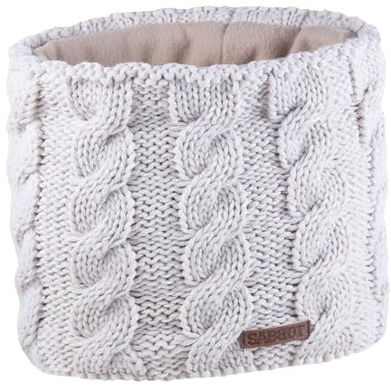 SABBOT Damen loop schal, Warme Winter Scarf Mit Fleece-Futter, Gestrickter Schal, Geschenk für Frauen (Beige)