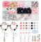 WEBEEDY Silicone Beads Bracelets Keychain Making Kit Cow Theme Pink Assorted Silicone Beads, 9 Styles Spacer Beads 2 Colors Cow Ornament for Bracelets Keychains Jewelry Pen DIY Gift Crafts