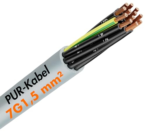 Lapp 1312307 - Cavo oleflex Classic 400 P, 7 x 1,5 mm², grigio con conduttore di protezione verde e giallo, cavo PUR, resistente ai raggi UV, ozon, idrolisi e alle intemperie, cavo di controllo a 7
