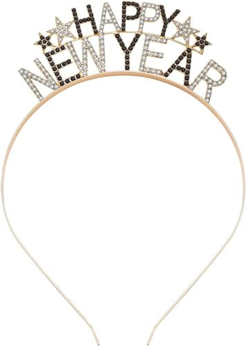 Happy New Year Haarreif, Silvester Haarreif 2025 Silvester Haarschmuck Haarreifen, Silvester Kopfschmuck Erwachsene Silvester Outfit Damen Herren Kinder Haarreif Sterne Silvester Accessoires Geschenke
