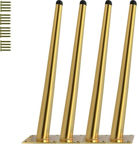 TempFoo Metal Table Furniture Legs 16 Inch, Gold Furniture Feet for Coffee Chair Desk Sofa Cabinet Cupboard Couch Bed Oblique Conical, Home DIY Projects Modern Minimalist Decor Style