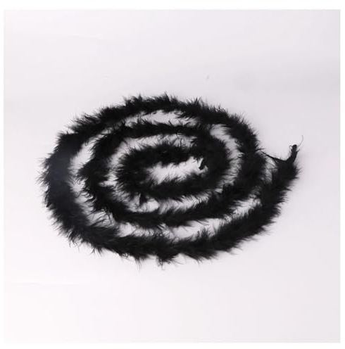 Hrlace 200cm Marabu Federboa 10g Flauschige Marabu Boa zum Basteln Natürliche Truthah Feder Boa Tlauschige Feder Girlande Weihnachtsgirlande DIY Kostüm Tanzen Hochzeit Cosplay Partydeko Schwarz
