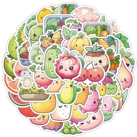 50Stück Gemüse Aufkleber für Fahrrad,Gepäck,Stoßstange,Motorrad, Kühlschrank,Skateboard,Auto,Laptop,niedliche Wasserdicht Food Vinyl Aufkleber,Kinder Erwachsene Geschenk,Ästhetische Graffiti Sticker