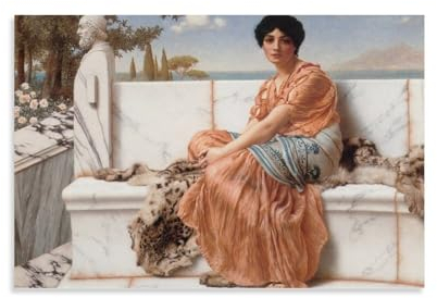 YOOSONG Poster, Motiv: Neoklassizist John William Godward Reverie, Poster, Gemälde, Leinwand, Wandkunst, Wohnzimmer, Poster, Gemälde, 60 x 90 cm