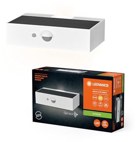LEDVANCE ENDURA STYLE BRICKLUME Sensor, Solarleuchte, 3W, 300lm, weiß, indirekte Beleuchtung, Bewegungsmelder, Tageslichtsensor, IP65 Schutzklasse, 3.000K Farbtemperatur, warmweiße Lichtfarbe