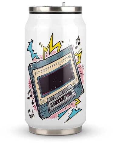 Cola-Becher, altes Kassettenband, bedruckte Dosen, Edelstahl, personalisierbare Cola-Becher sind perfekt für Fitnessstudio, Reisen, Zuhause, Laufen, Büro, Picknick, Camping, Garten, Outdoor, Hotel,