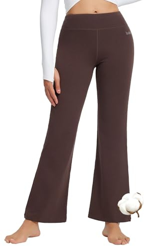 baleaf Damen Yogahose Baumwolle Lang Jogginghose Freizeithose Schlaghose Bauchkontrolle Arbeit Sporthose mit Taschen