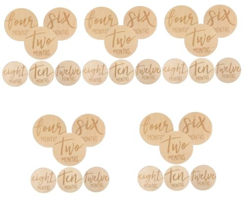 Toyvian 30 Stk -Monatskarte monatskarten monate karten monatliche Meilensteinkarten neue Babykarte Etiketten Monatliches Meilensteinschild für -Requisite hölzern