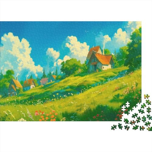 Animierte, niedliche Häuser 1000 Stück Puzzles Ghibli Stress Abbauen Familien-Puzzlespiel Kräftigen Farben Schöne Geschenkverpackung Lernspiel Spielzeug Geschenk Premium Quality 1000pcs (75x50cm)