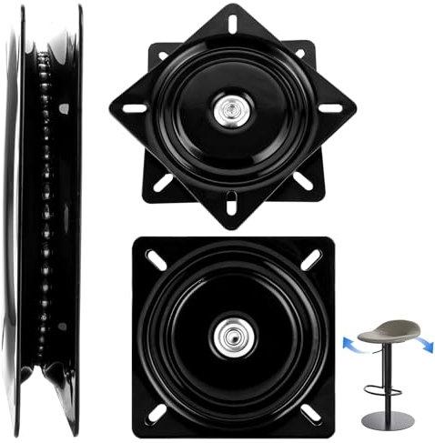 AKOLAFE 2 Stück Drehbeschlag Schwerlast 360 Drehbar Drehlager Schwerlast 200kg 7 inch / 175mm Drehlager Drehplatte 360 Grad Edelstahl Drehkonsole Schwarz Drehteller für Stuh, Barhocker, Bücherregale