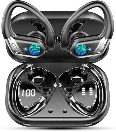 Cuffie Bluetooth Sport, Auricolari Bluetooth 5.4 HiFi Stereo, 50 Ore Cuffie Wireless Cancellazione Rumore Mics, Cuffiette Bluetooth Ricarica Rapida USB-C, Auricolare IP7 Impermeabil Palestra Correre