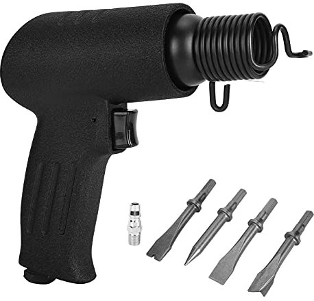 Air Chisel Air Hammer Tool 4200bpm Alloy Steel Chisel with 4 Chisel Heads for Brick Wall Carving Deburring (Japanese Style)