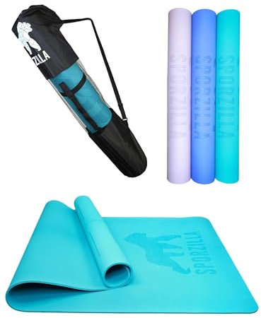 Sporzilla Yoga Matte XXL 200 x 100 cm – 8 mm dick - rutschfest und schadstofffrei – mit Hilfslinien und Tragetasche, Gymnastikmatte, Sportmatte