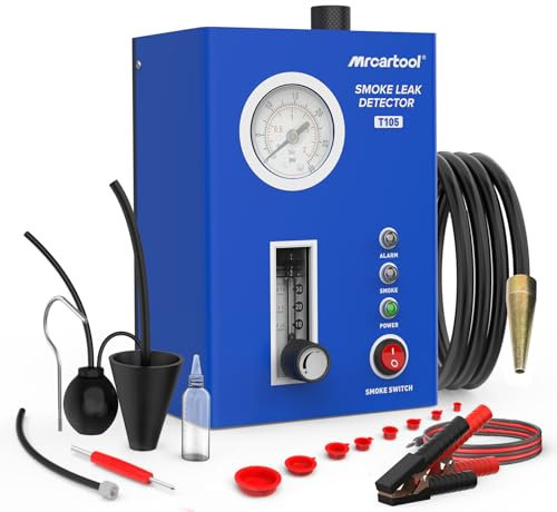 MRCARTOOL Nebelmaschine KFZ Rauchmaschine mit Druckanzeige und Rauchdurchflussmesser, Kfz EVAP Nebelmaschine Lecksuchgerät DC 12V Fahrzeugleitungen Lecksucher Testgerät für Fahrzeug Motorräder