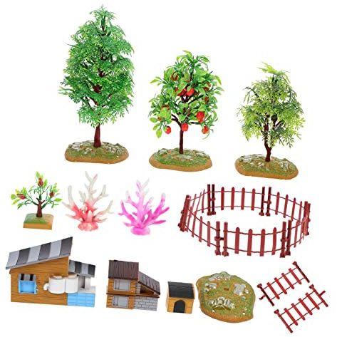 Abaodam Setzen Sie Neuen Wie Folgt Um -teiliges Set Mikroskopische Sandtisch Bauernhof Modell Mit Baum Hundehütte Und Zaun Realistische Deko Für Kinderzimmer Und Sandspielplatz