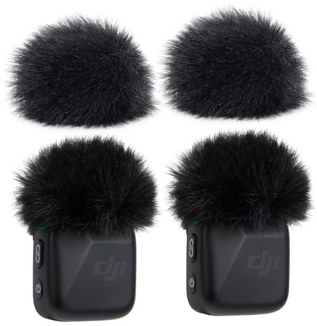 SUNMON Pack of 4 Black Wind Protection for Mini Mic, Furry Microphone Pop Protection Foam for Wireless Microphone, Muff Pop Filter, Noise Reduction, Microphone Covers for Mini Microphone