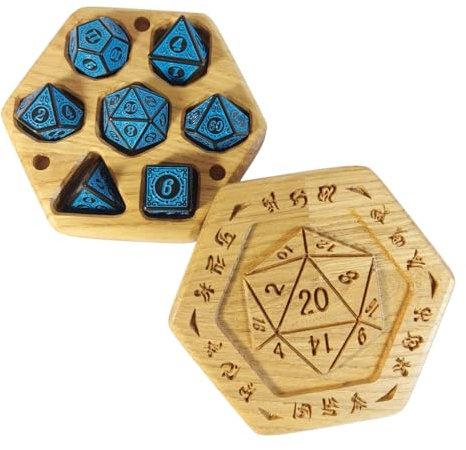 Würfelbox – D20 Runen, Blaue Würfel
