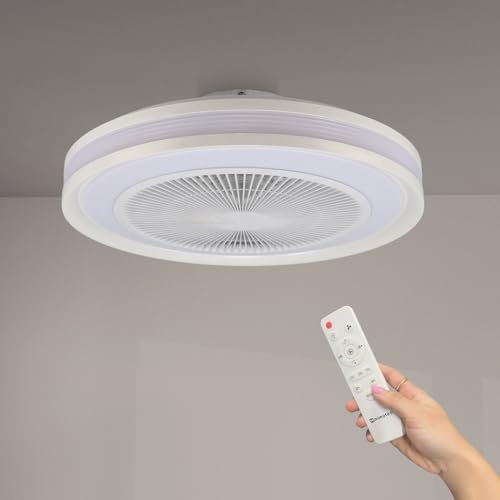 LEDUNI Ventilador de Techo LED con Luz Motor DC 36W RGB+CCT 3000K-6500K, 2800LM Velocidad del Viento ajustable con Control Remoto 50X12HCM Modernos para Dormitorio, Salon, Habitaciones