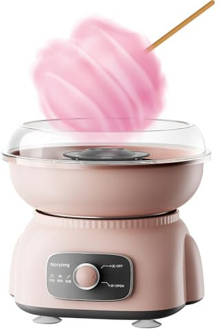 SYFUNLV Zuckerwattemaschine,500W Elektrische Stumm Zuckerwattemaschine,Mit Transparenter Spritzschutz,Zuckerwattemaschine mit Quarz Heizelement,24cm,für Zuhause,Kindergeburtstag (Rosa)
