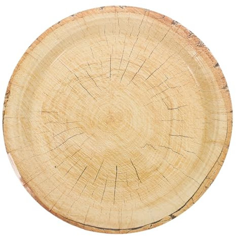 CIYODO 16 Pièces Lot D'assiettes Jetables Effet Bois Ancien Pour Fête Anniversaire Mariage Pique- Décoration