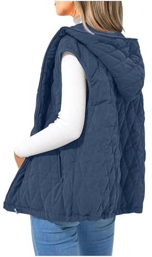 Flodxo Women Gilets and Bodywarmers Sleeveless Quilted Down Jacket Winter Puffer Gilet Ladies Theramls Vest Hooded Zip Up Jacket Outerwear Casual Padded Coats Solid Warm Waistcoats