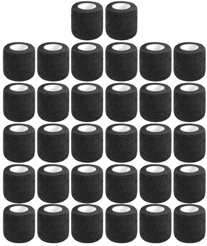 Allruyee Selbstklebender Verband, Sportverband & Bandage | 5 cm x 4,5 m (300% Dehnbarkeit) | Elastische Fixierbinde, Kohäsive Haftbandage, rutschfest – Sport, Alltag & Tierpflege, Schwarz