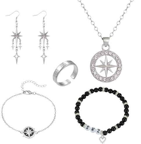 Stay Kids Halskette Armband Set, Stay Kids Merch für Kpop Fans, SKZ Halskette, Armband, Ringe, Ohrringe, SKZ Fanartikel Geschenk für STAY