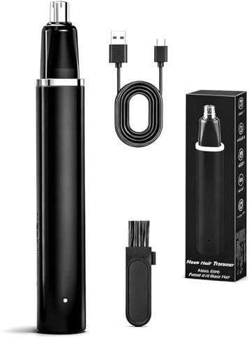 Cortapelos Nariz y Oreja, Profesional Cortapelos de Nariz Corta Pelos Oreja, Afeitadora USB Indolora Para Vello Nasal, Orejas, Cejas y Vello Facial, Negro