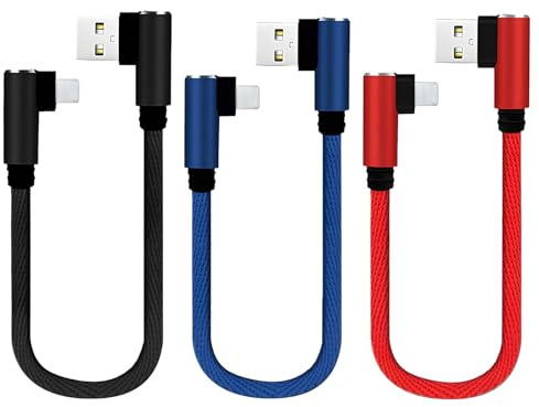 Ucfalfo Short Cable 0.25M, 90 Degree Right Angle 2A, Strong and Durable, Nylon Braided Cable Fast Charging Compatible with iPhone 14/13/12/11,Compatible with iPad Pro Phone or Table