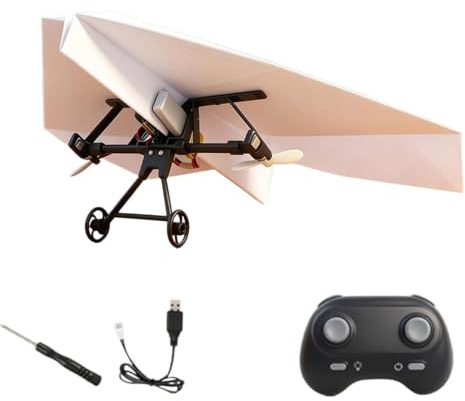 CGACCSD pappersflygplan motor med fjärrkontroll, RC pappersflygplan | Paper Airplane motor, 2,4 Ghz RC pappersflygplan byggsats med gyro och två propellrar -STEM leksak för tonåringar, vuxna