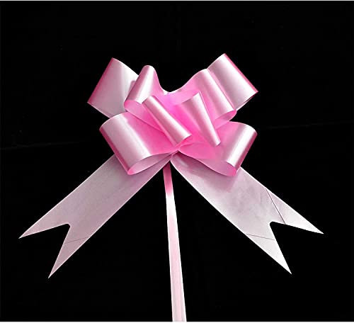 Gifts 4 All Occasions Limited SHATCHI 50mm/5cm Pink Large Ribbon Pull Bows for Party Wall, Gift Wraps, Christmas Trees, Wedding, Birthday Hampers Decoration Florist Pullbows 10Pk