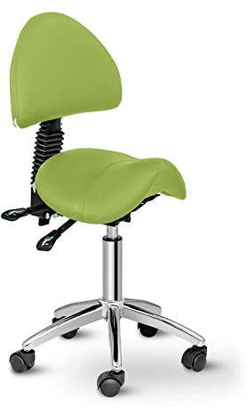 Physa Sattelstuhl mit Rollen ergonomischer Rollstuhl mit Rückenlehne Drehstuhl Arbeitsstuhl Berlin Light Green (grün, höhenverstellbar, 360°-drehbar)