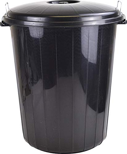 Sterling Ventures Black 70L Plastic Bin Rubbish Waste Paper Recycling Dustbin Animal Feed Seed Storage