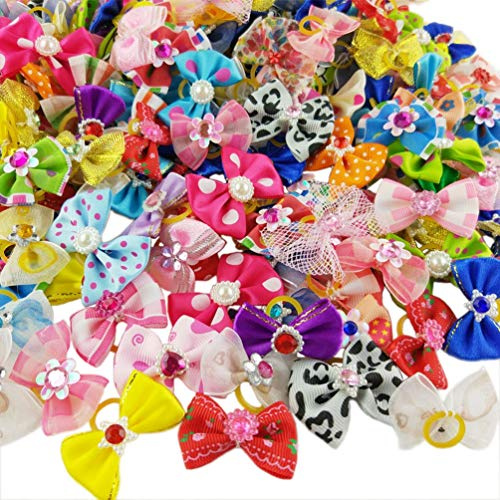 nuosen Haarschleifen für Hunde, Gummi, 50 Stück
