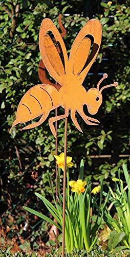 Bornhöft Gartenstecker Biene/Wespe 108cm Metall Rost Gartendeko Edelrost