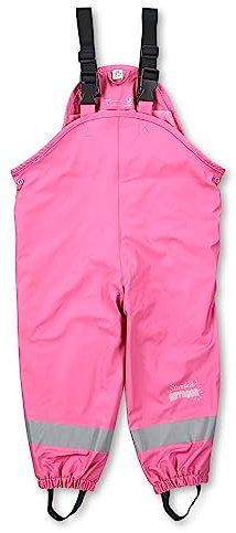 Sterntaler Regenhose gefüttert uni - Kinder Regenhose wasserdicht - Mädchen Matsch- und Buddelhose mit verschweißten Nähten und elastischen Hosenträgern - Regenbekleidung warm - himbeerrosa, Größe 74