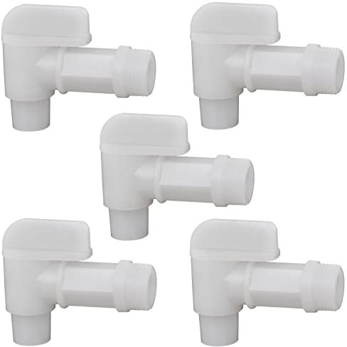PowGrow Spigot Lot de 5 robinets de tambour de robinet en plastique blanc de 1,9 cm pour fûts en plastique de 1,9 m, matériau en polyéthylène durable de 1,9 cm, robinet de rechange de robinet