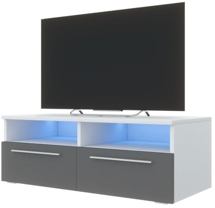 Selsey Meuble TV, Bois d'ingénierie, Blanc, 100 cm Hauteur