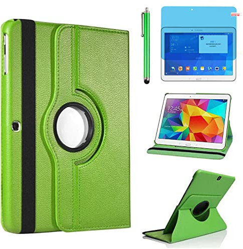 Funda para Samsung Galaxy Tab 4 10.1 Inch Casos Modelo SM-T530 SM-T531 SM-T535,360 Rotación Soporte Protección Cubrir,Tener bolígrafo,Película (Green)