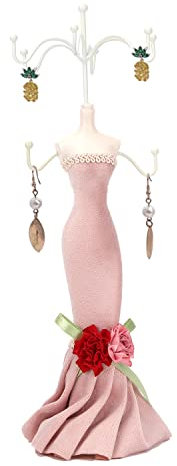 Tissting Présentoir à Bijoux Robe Princesse, Support d'Affichage Mannequin Porte Bijoux, Organisateur Bijoux Rotatif pour Accrocher des Boucles d'Oreilles des Colliers des Bracelets