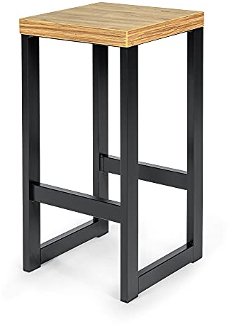 Magnetic Mobel Tabouret de Bar en Métal, Tabouret de Bar Industriel en Métal avec Repose-Pied (Béton Léger, 75 cm)