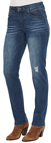 Democracy Womens Ab Solution Straight Leg Jean, Blue Vintage, 14